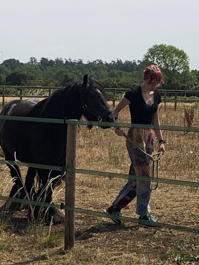 young carer walking with a horse